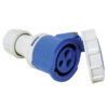Plug, female, w/ safety cover, 16A, 220-240V, blue