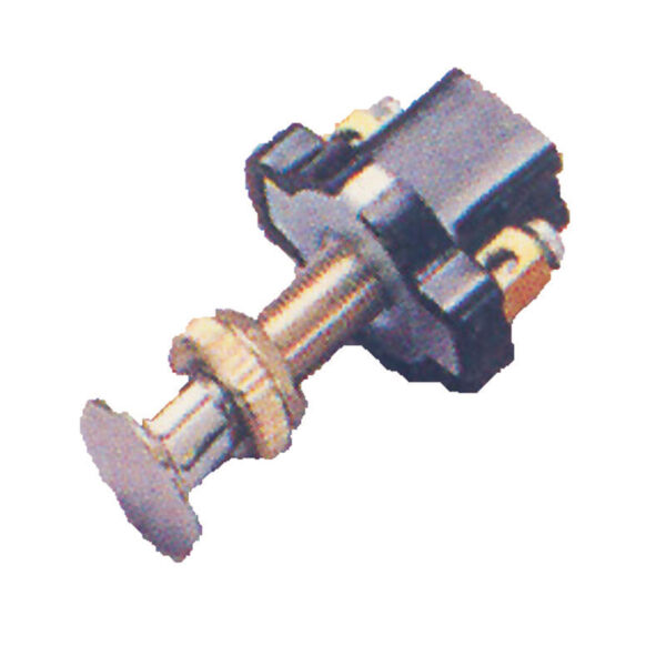 Push pull Switch, 12V, 5A, Diam. 8mm, L 7mm, chrome plated brass knob
