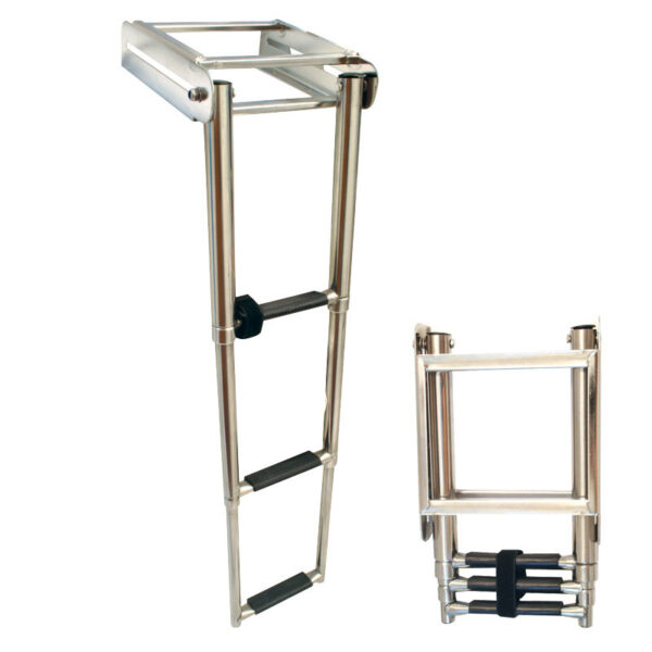 Platform ladder, telescopic, 3 steps, Inox 316, 295x870mm