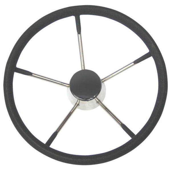 Steering wheel, stainless steel with black foam, Diam.343mm