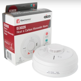 AICO EI3028 MAINS INTERLINKED HEAT & CARBON MONOXIDE MULTISENSOR DETECTOR WITH 10 YEAR LITHIUM BATTERY BACKUP