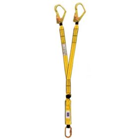 Canasafe 51006 LaTCHLAN 2L2-B Shock Absorbing Webbing Double Lanyard with Carabiner & Two Scaffolding Hook (Double Lanyard)