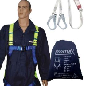 Promax FAS-2D Fall Arrest Kit- Safety Harness & Quick Buckle with Shock Absorber Double Lanyard