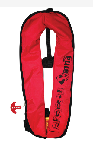 Sigma Infl.Lifejacket.Auto.Adult.170N,ISO 12402-3,Plastic Buckle, Red
